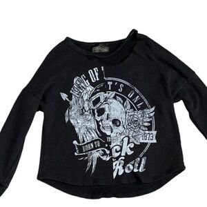 Chic 2 Chic girls Rock and Roll cutout sweatshirt L(12) 💀 🎵